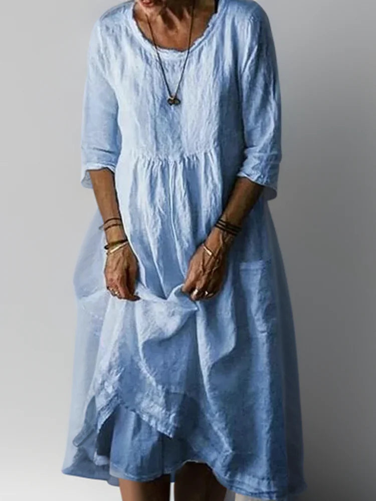 "Althea maxi dress featuring a breezy design with 3/4 sleeves, perfect for a casual and comfortable look."