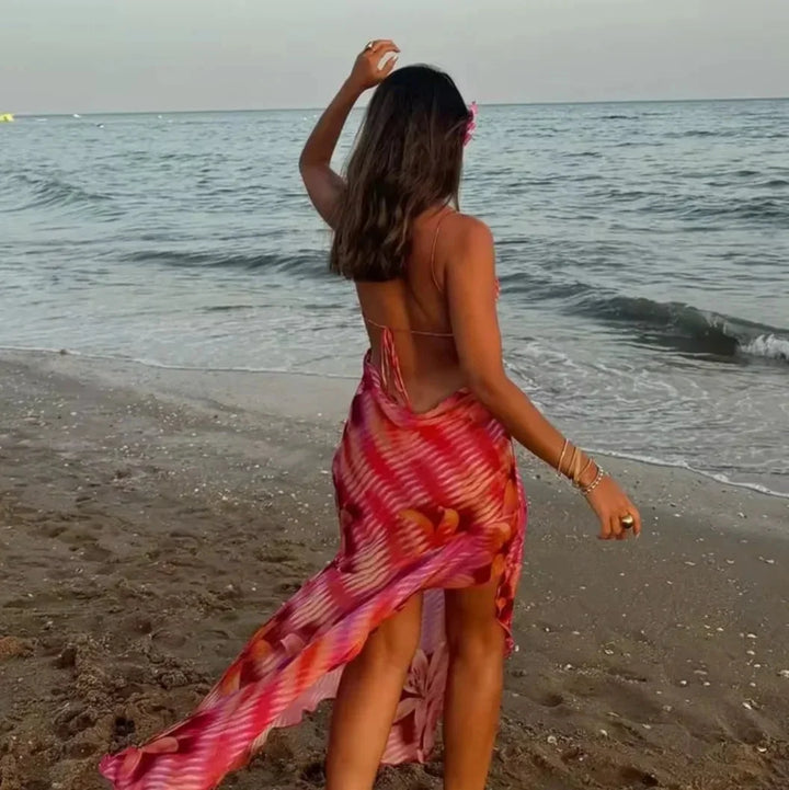 Women’s pink maxi dress with delicate floral accents, perfect for summer. Made of soft and breathable fabric for all-day…