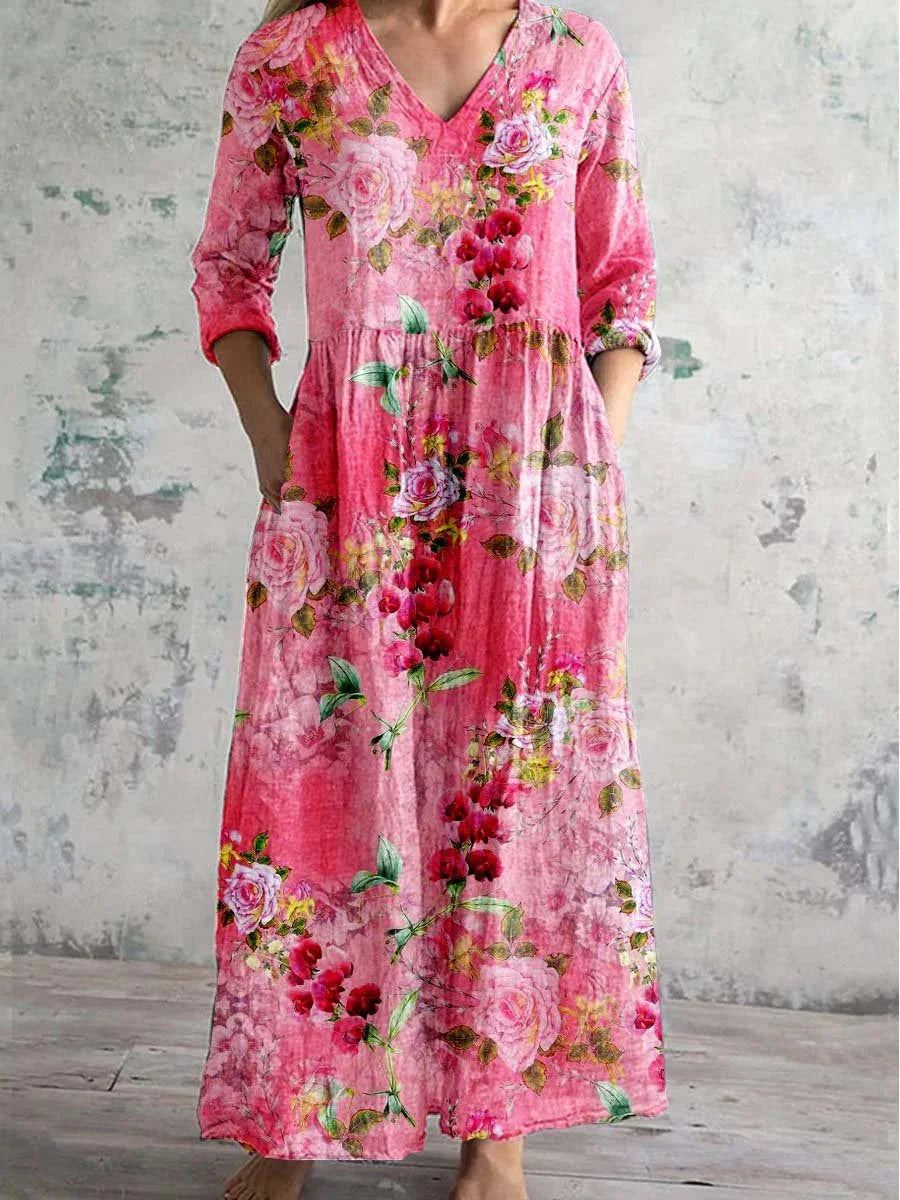 "Halia maxi dress with vibrant floral print in flowing design, perfect for a casual summer day out. Made from lightweight…