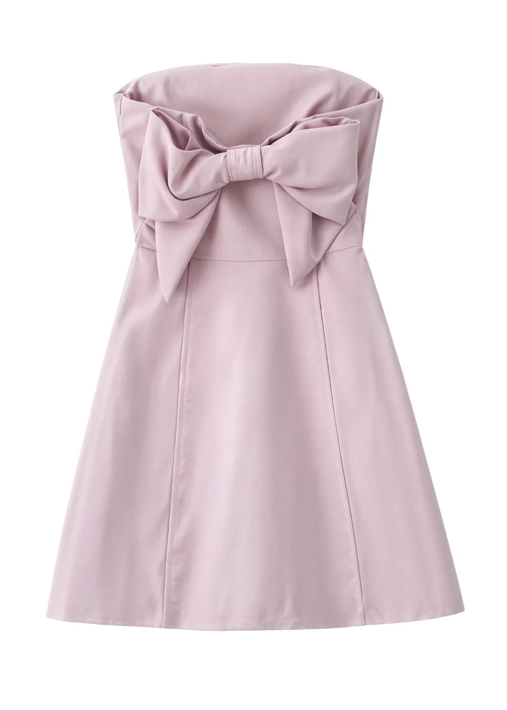 Strapless mini dress in blush with a coordinating clutch, perfect for a chic night out.