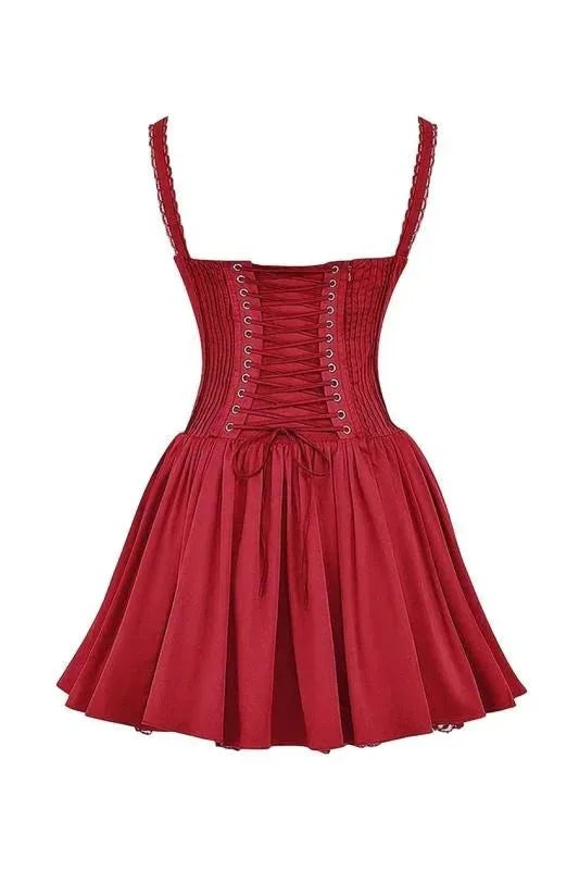 Women's short dress in navy blue with ruffled straps, perfect for summer outings. Made of lightweight cotton with a…