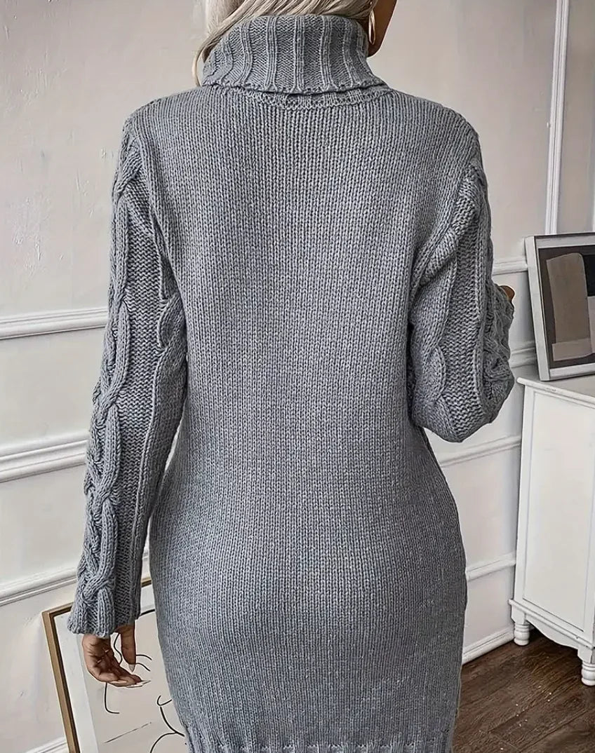 "Paloma knit dress crafted for cooler days, featuring a sleek fitted design in soft, comfortable fabric."