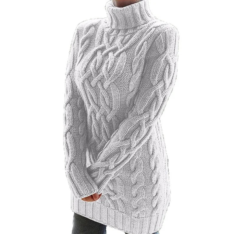 White fitted knit dress featuring a cozy and stylish design for cooler days, made of high-quality knit material for comfort…