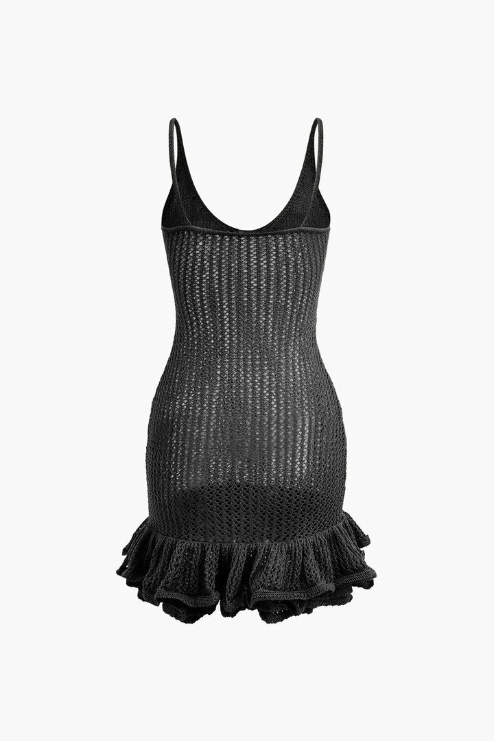 "Women's textured dress with ruffled hem in a flattering design, perfect for any occasion, made with high-quality fabric."