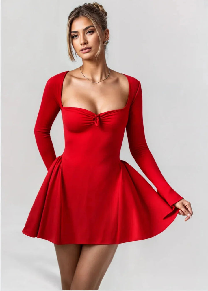 "Yemaya Women’s sweetheart neckline fit-and-flare dress in soft blush floral lace, perfect for elegant and feminine looks."